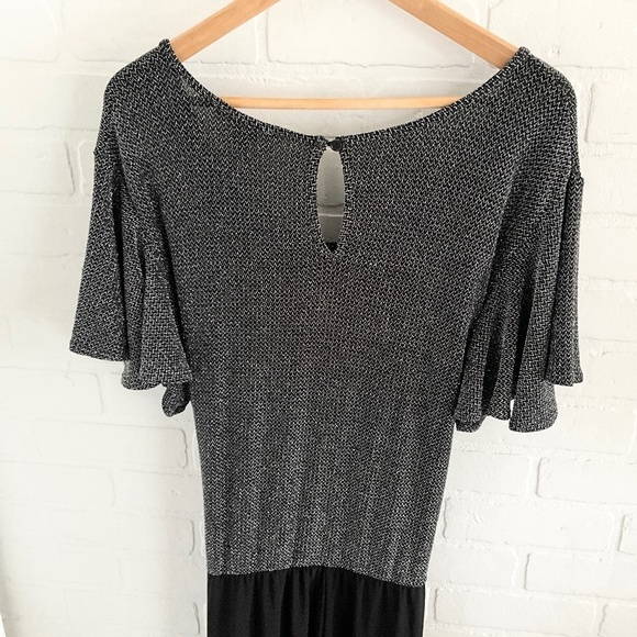 C&C California Jumpsuit Silver Black Wide leg Tie front Bow Plus Size 3X - Picture 11 of 15